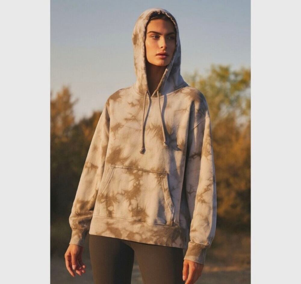 Aritzia TNA Sz 2/M Cozy Fleece Tie Dye Boyfriend Hoodie Sweatshirt Oversized
